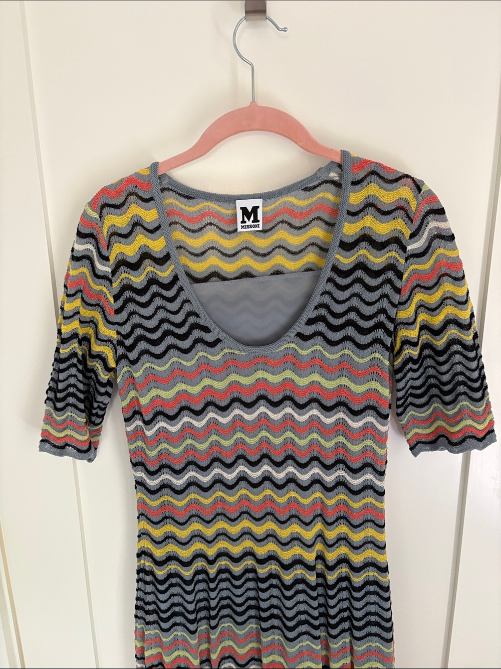 Missoni Multicolor Wave Knit Tunic in Gray, Pink & Yellow